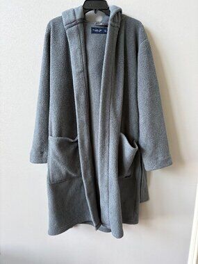 Men's Abercrombie and Fitch Charcoal Gray Hooded, Faux Fur robe XS/S